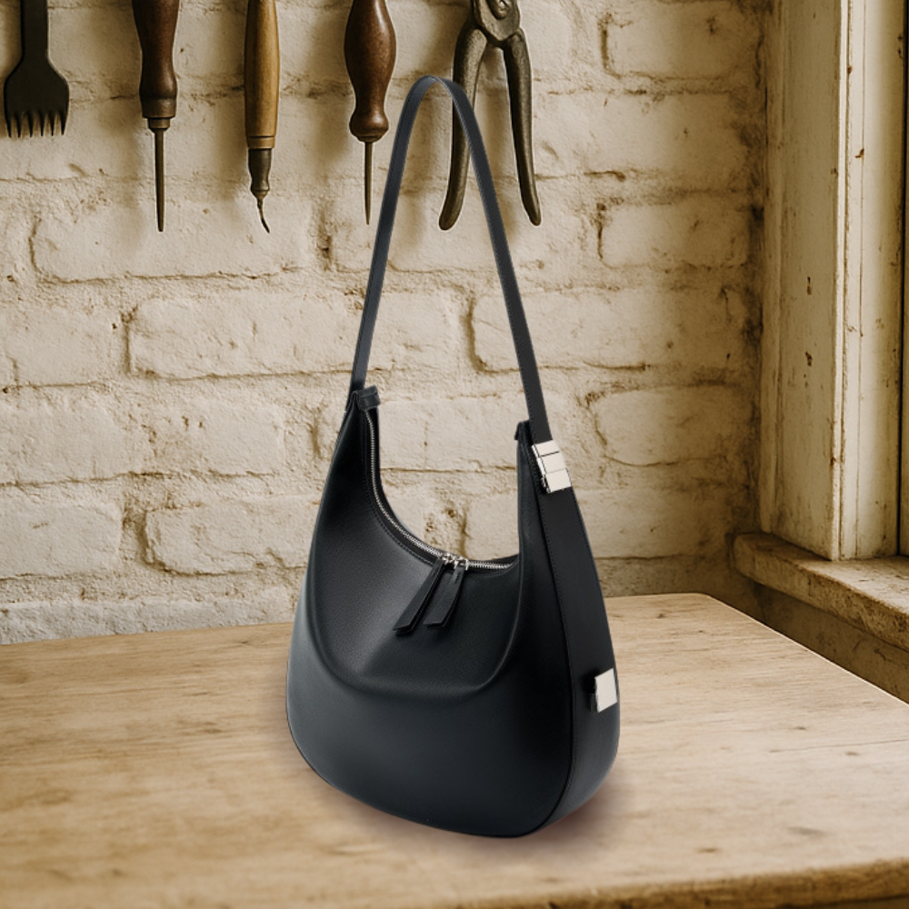 BIKUUL | Halbmondförmige Eimertasche aus echtem Leder