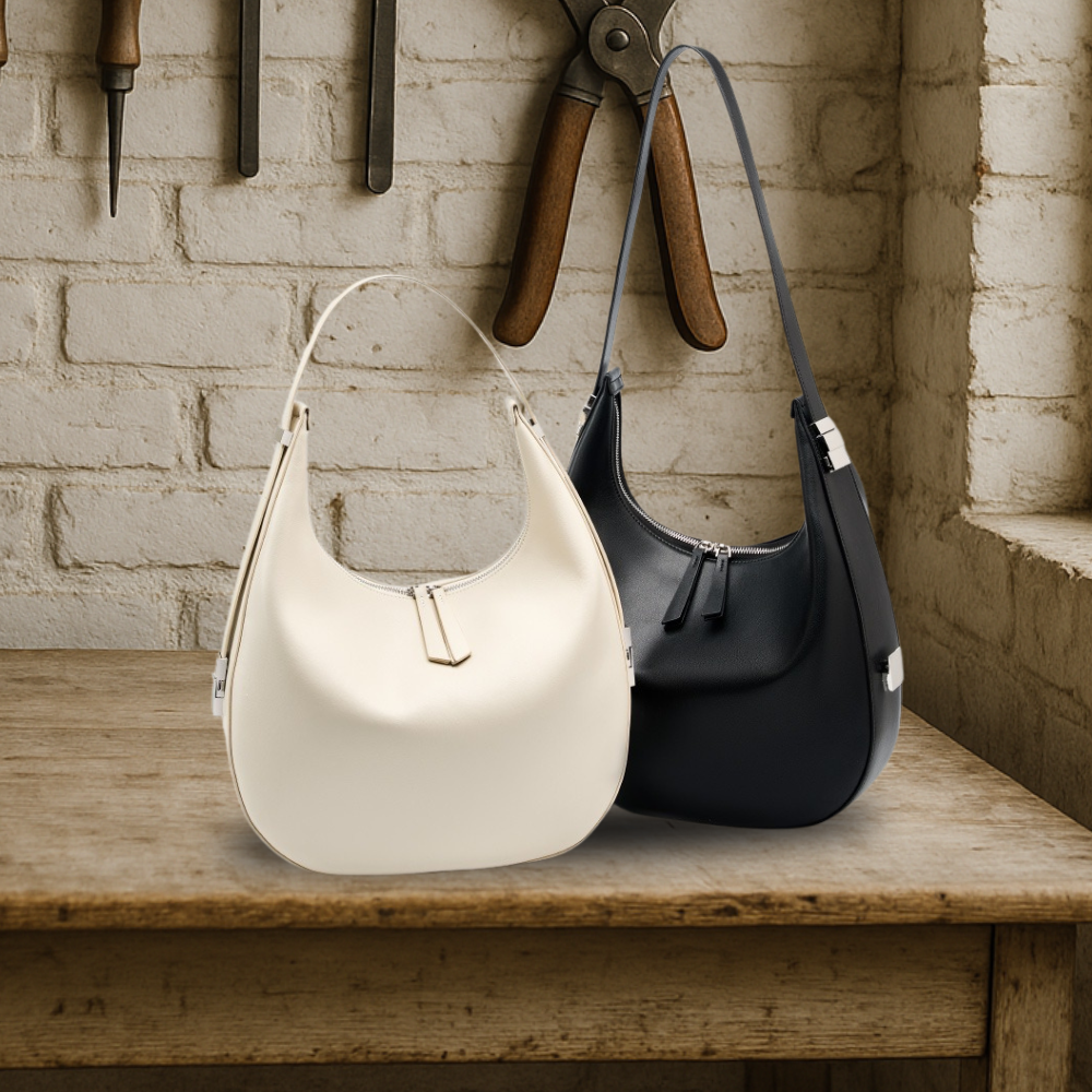 BIKUUL | Halbmondförmige Eimertasche aus echtem Leder