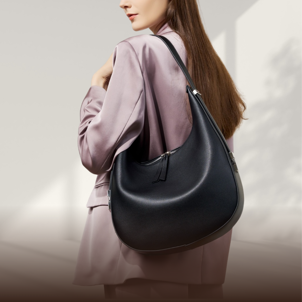 BIKUUL | Halbmondförmige Eimertasche aus echtem Leder
