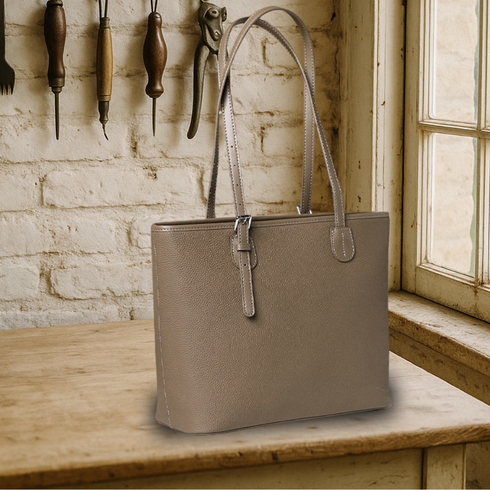 BIKUUL | Tote Tasche aus weichem, genarbtem Leder mit großem Fassungsvermögen