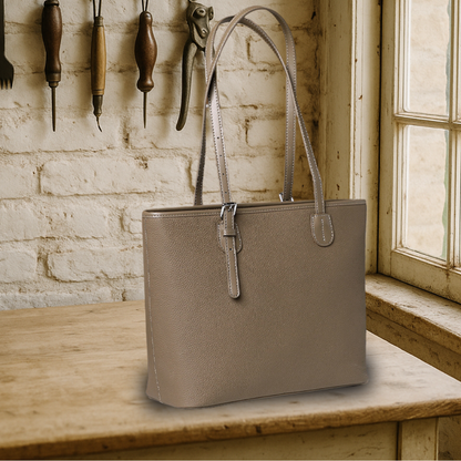 BIKUUL | Tote Tasche aus weichem, genarbtem Leder mit großem Fassungsvermögen