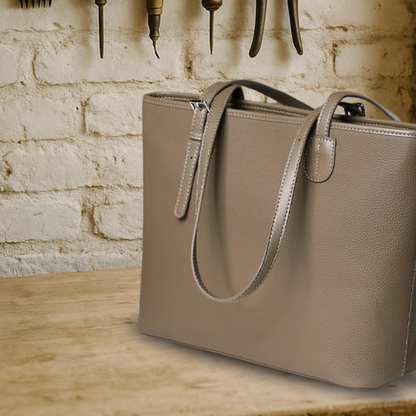 BIKUUL | Tote Tasche aus weichem, genarbtem Leder mit großem Fassungsvermögen