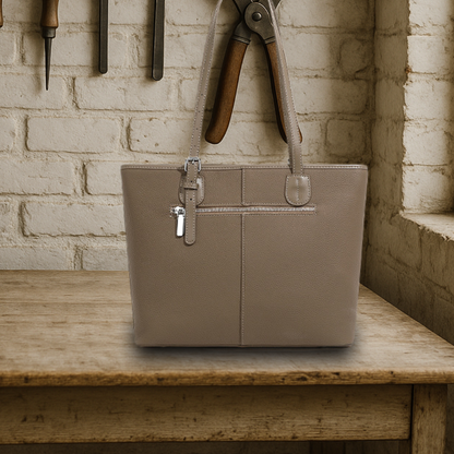 BIKUUL | Tote Tasche aus weichem, genarbtem Leder mit großem Fassungsvermögen
