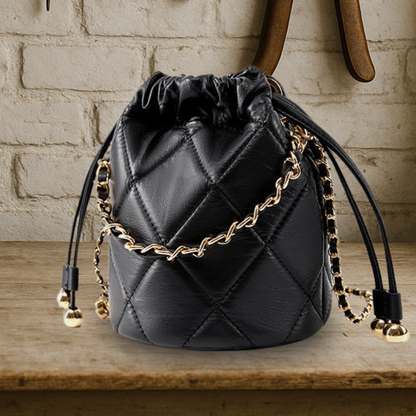 BIKUUL | Drawstring Chain Leder Crossbody Bucket Bag