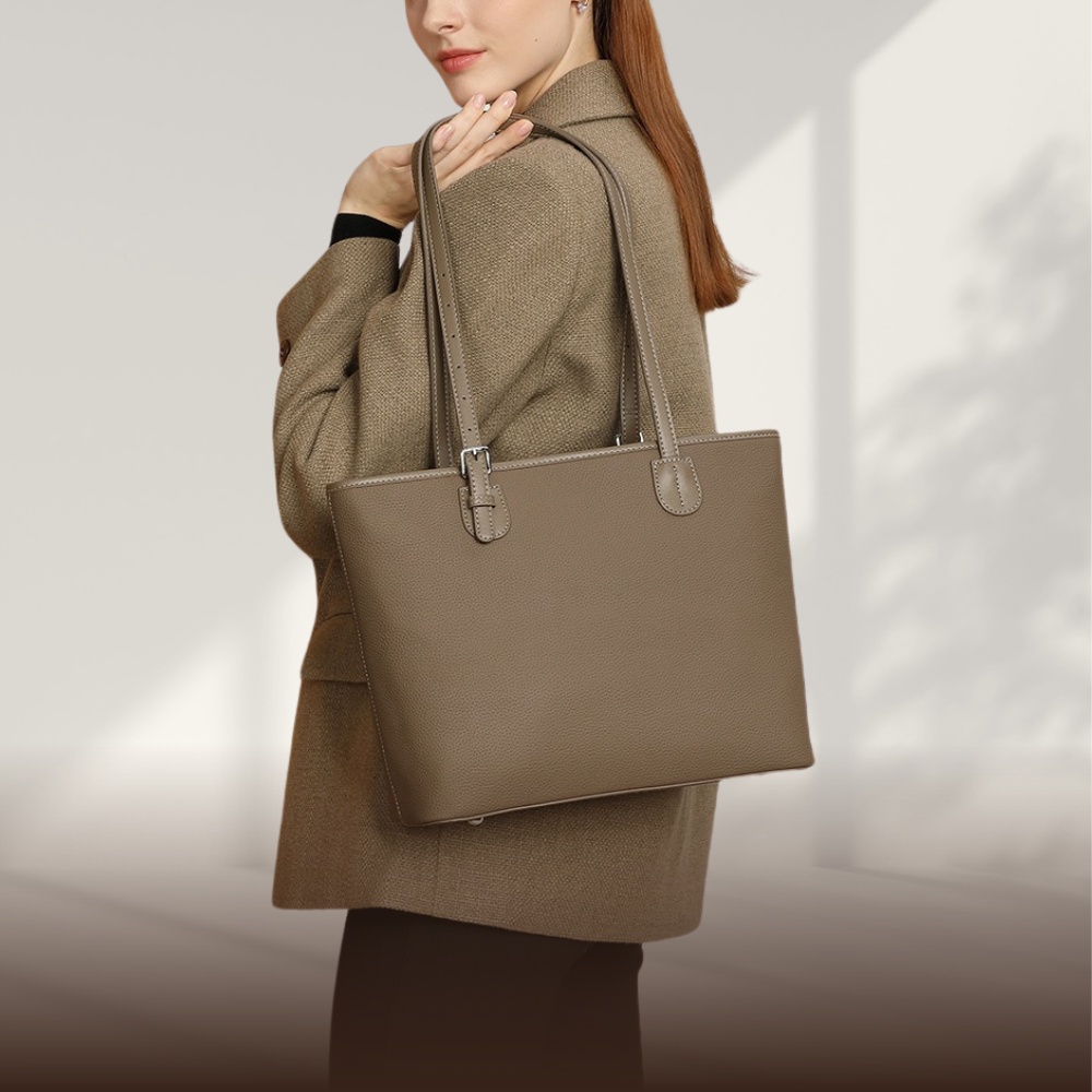 BIKUUL | Tote Tasche aus weichem, genarbtem Leder mit großem Fassungsvermögen