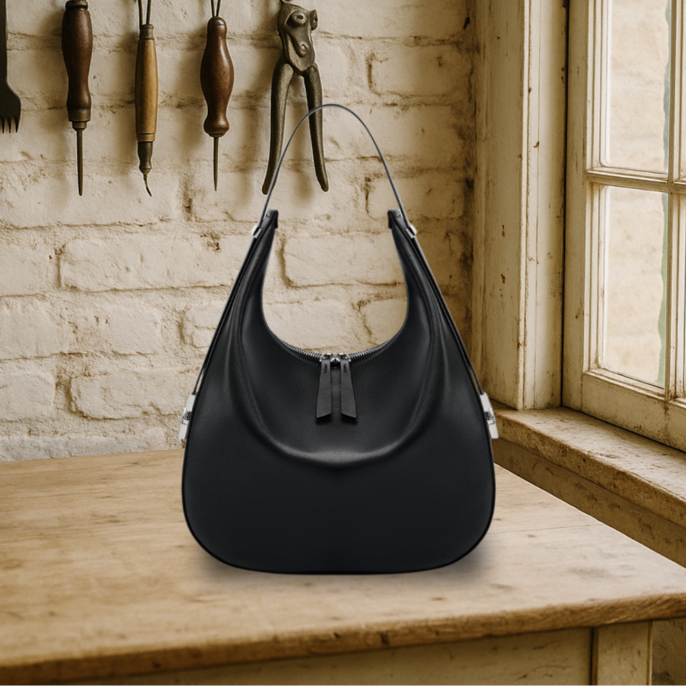 BIKUUL | Halbmondförmige Eimertasche aus echtem Leder