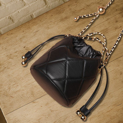 BIKUUL | Drawstring Chain Leder Crossbody Bucket Bag
