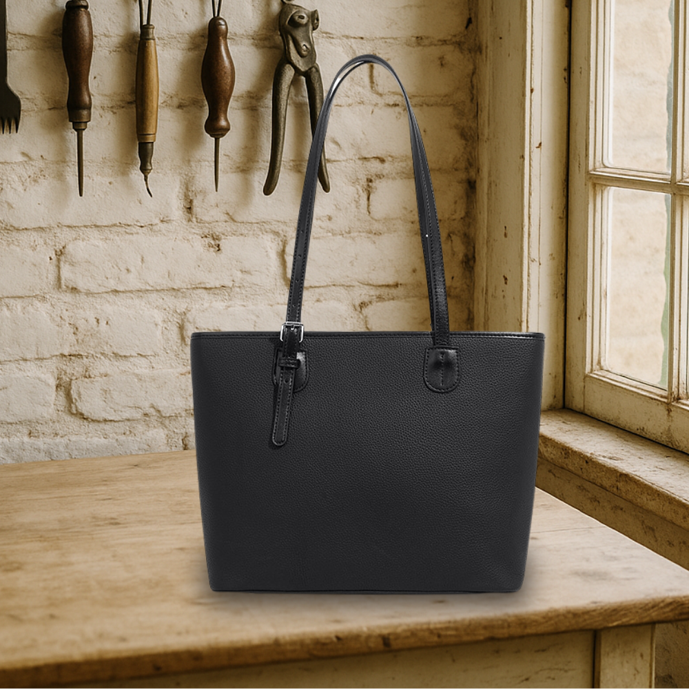 BIKUUL | Tote Tasche aus weichem, genarbtem Leder mit großem Fassungsvermögen