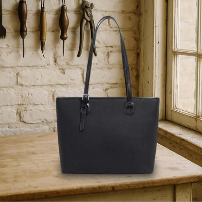 BIKUUL | Tote Tasche aus weichem, genarbtem Leder mit großem Fassungsvermögen