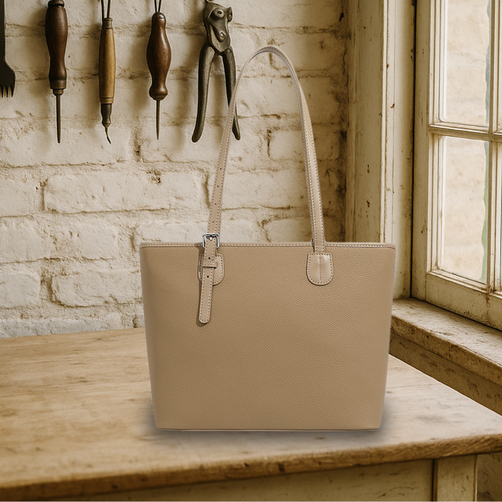 BIKUUL | Tote Tasche aus weichem, genarbtem Leder mit großem Fassungsvermögen
